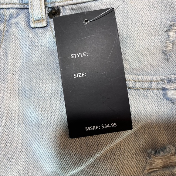 Light Blue Distressed Jean Shorts with Raw Hem - Picture 5 of 5